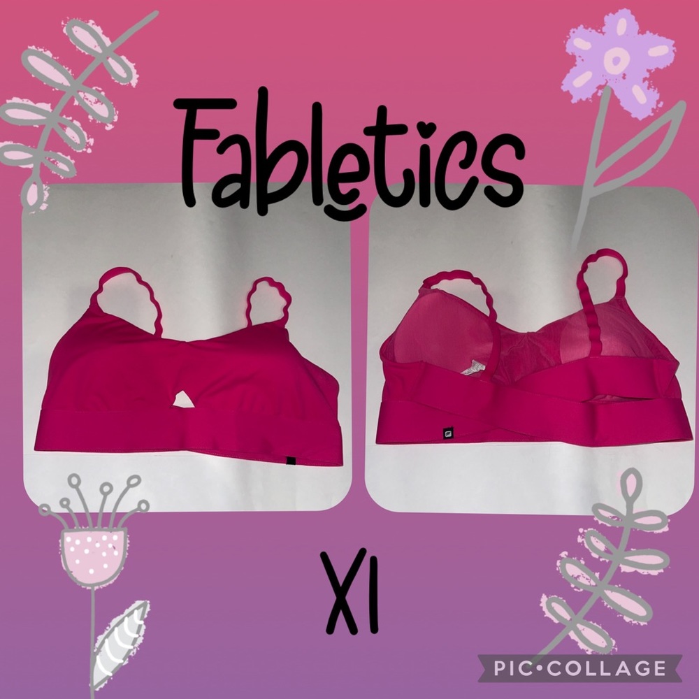Fabletics XL Criss Cross Back Padded Pink Sports Bra
